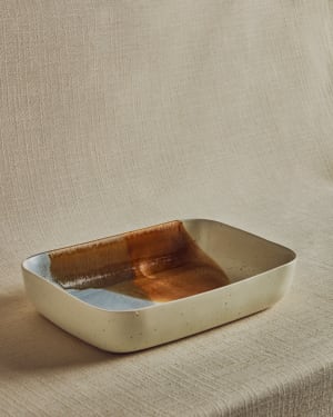 Large multicoloured ceramic Miglo oven dish