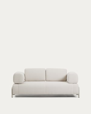 Compo ecru 2-zitsbank van chenille met beige metalen structuur 200 cm FSC Mix Krediet