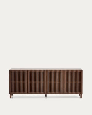 Buffet Beyla en placage et bois de frêne avec finition ton noyer 181 x 71,5 cm FSC 100 %