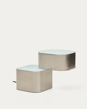 Lampa stołowa Tandan wykonana z szarego metalu ze szczotkowanym wykończeniem