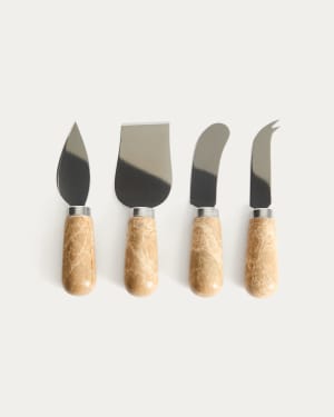 Adoma set of 4 cheese knives in marble and metal