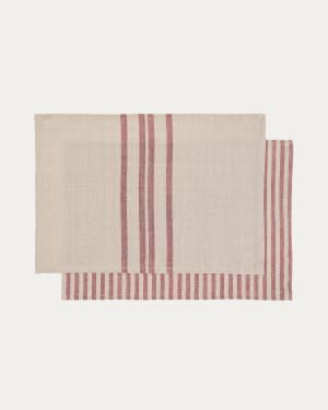 Set Jarne de 2 sets de table en lin beige et rouge 35 x 50 cm