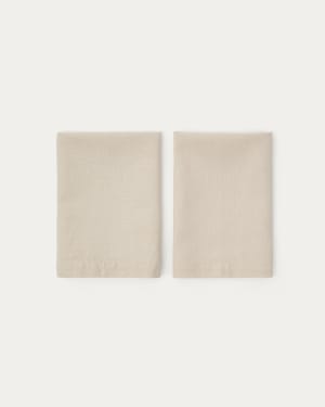 Ensemble Aldine de 2 serviettes en coton et lin couleur gris pierre
