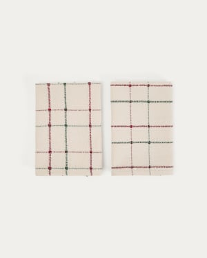 Ensemble Aldelie de 2 serviettes en jacquard multicolore 100 % coton