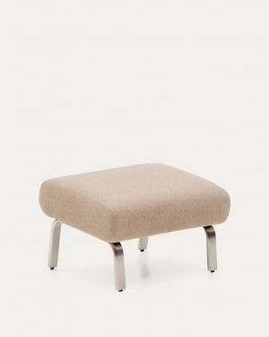 Repose-pieds Amsen marron clair avec pieds en acier inoxydable brossé 68 x 55 cm