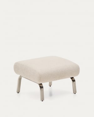 Repose-pieds Amsen beige avec pieds en acier inoxydable brossé 68 x 55 cm