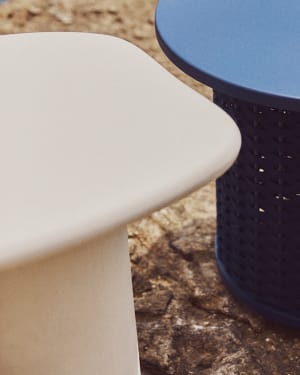 Macarella white cement side table, 48 x 47 cm