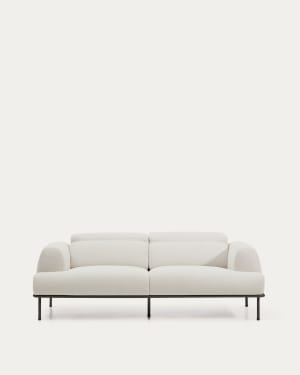 Canapé Aurum 3 places en chenille écrue avec appui-tête inclinable et base en métal gris mat 234 cm FSC Mix Credit