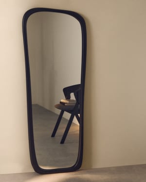 Alura black teak wood mirror 158 x 61cm FSC 100%