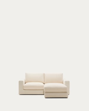 Alea removable cover modular sofa 3-seater in natural chenille right chaise longue 220 cm