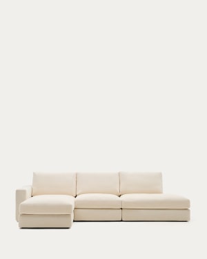 Alea removable cover modular sofa 5-seater in natural chenille left chaise longue 340 cm