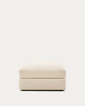 Alea removable cover footrest in natural chenille 90 x 90 cm