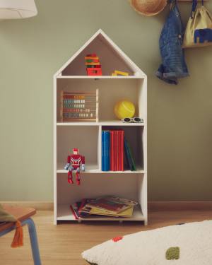 Celeste kids’ little house shelf unit in white MDF 50 x 105 cm