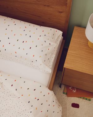 Epifania duvet cover and pillowcase set in cotton percale with multicolour print for 90cm bed