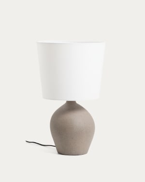 Grande lampe de table Viona avec effet pierre texturée et abat-jour en coton