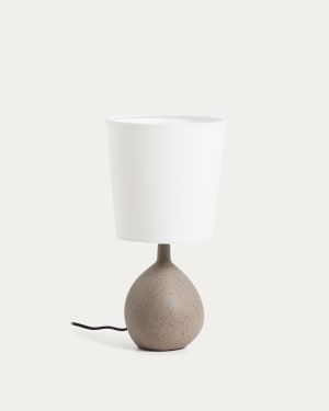 Grande lampe de table Viona avec effet pierre texturée et abat-jour en coton