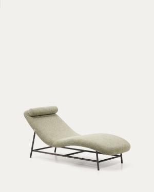 Osla divan in green chenille with brushed stainless steel legs 175 cm