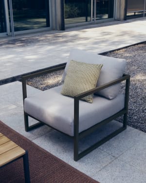 Fauteuil Comova 100 % pour extérieur gris clair et aluminium vert