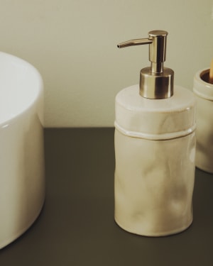 Savel Gray Stoneware Soap Dispenser