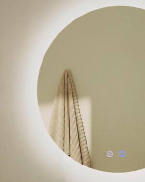 Mervi round bathroom mirror with LED light and anti-fog Ø 60cm