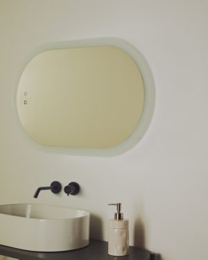 Mervi oval bathroom mirror with LED light and anti-fog 80 x 50cm
