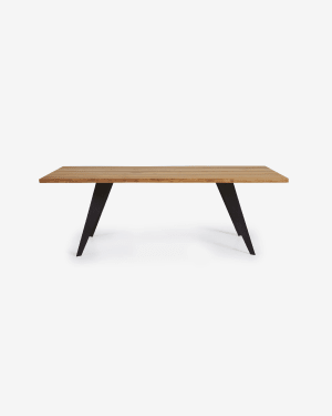 Mesa Koda de chapa de carvalho acabamento natural e pernas aço acabamento preto 160 x 90cm