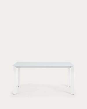 Axis white glass extendable table with white steel legs 160 (220) cm