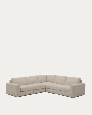 Alea removable cover modular sofa 5-seater in light brown 310 x 310 cm