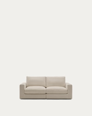 Alea removable cover modular sofa 3-seater in light brown chenille 220 cm