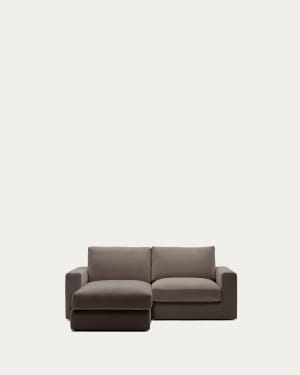 Alea removable cover modular sofa 3-seater in dark brown chenille left chaise longue 220 cm