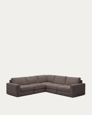 Alea removable cover modular sofa 5-seater in dark brown 310 x 310 cm