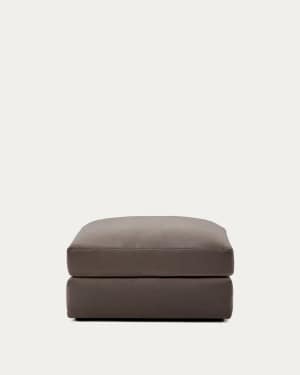 Alea removable cover footrest in dark brown chenille 90 x 90 cm