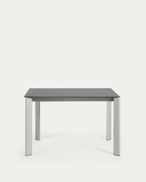 Axis porcelain extendable table in Volcano Rock finish with grey steel legs 120 (180) cm