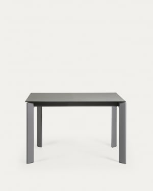 Axis extendable ceramic table in Hydra Plomo finish, anthracite steel legs 120 (180) cm