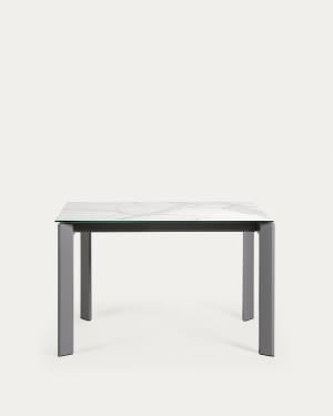 Mesa extensível Axis porcelânico acabamento Kalos Blanco pernas cinza-escuro 120 (180) cm