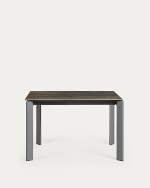 Table extensible Axis grès cérame finition Iron Moss et pieds acier anthracite 120(180)cm