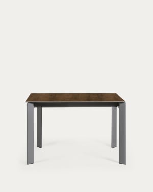 Table extensible Axis grès cérame finition Iron Corten pieds gris foncé 120 (180) cm