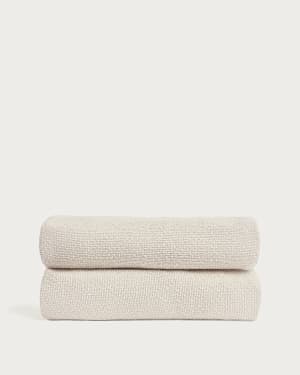 Housse pour cadre de lit Martina en chenille écrue pour matelas de 90 x 200 cm
