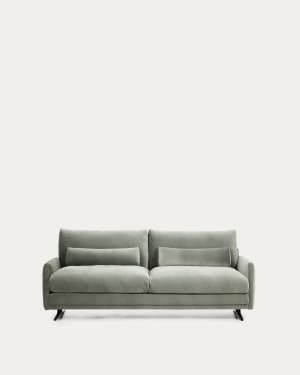 Divano Veliro 2 posti in velluto verde con gambe in acciaio finitura nera 210 cm FSC Mix Credit