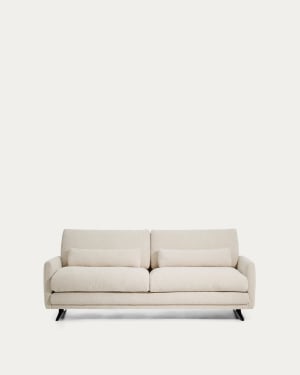 Divano Veliro 2 posti in ciniglia beige con gambe in acciaio nero 210 cm FSC Mix Credito