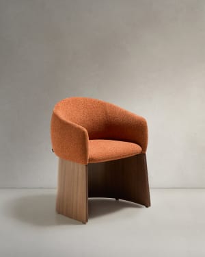 Bosca chair in terracotta chenille and walnut veneer FSC 100%
