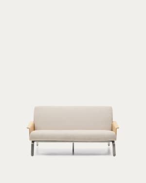 2-Sitzer-Sofa Amsen in Beige aus Eichensperrholz mit Beinen aus em gebürsteten Edelstahl 150 cm FSC 100 %