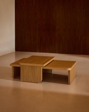 Lot Oaq de 2 tables basses en placage de chêne finition naturelle FSC Mix Credit