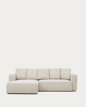 Marela beige chenille 3-seater sofa bed with left chaise longue 276cm FSC Mix Credit