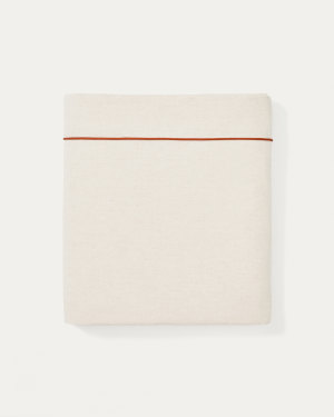 Virelda top sheet in cotton and linen with contrasting scalloped edge for 180 cm bed