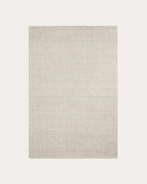 Calira beige woven jacquard wool rug 230 x 160cm