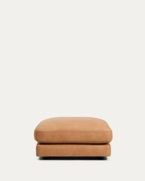 Podnóżek Gala z brązowej skóry 90 x 90 cm