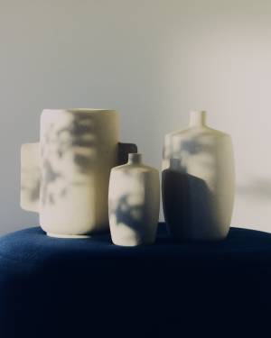 Mireni papier-mâché vase beige Ø 39 cm