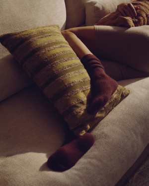 Dorevi green striped silk blend jacquard cushion cover 40 x 60cm