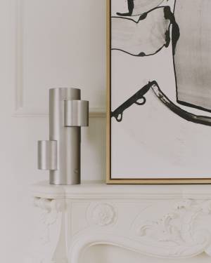 Adrina portable LED table lamp in light grey metal with brushed finish